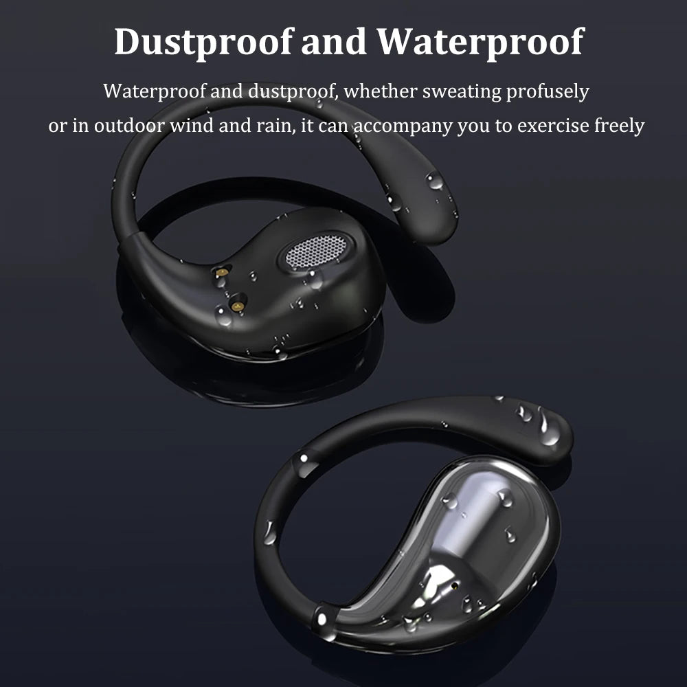 Bluetooth 5.4 Ear Hook Headphones TWS Wireless Earphones Hifi Stereo Waterproof Headsets LED Display Long Standby Touch Earbuds